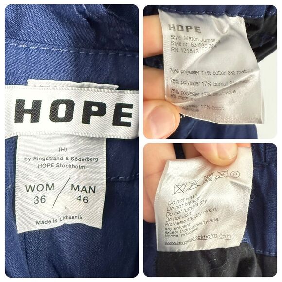 HOPE Stockholm Match Wide Leg Cropped Jumpsuit in Navy | Size 36 / Small - Picture 8 of 9